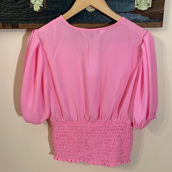 1. State Bubblegum Pink Semi-sheer Peasant Blouse Size Small - Picture 9 of 14